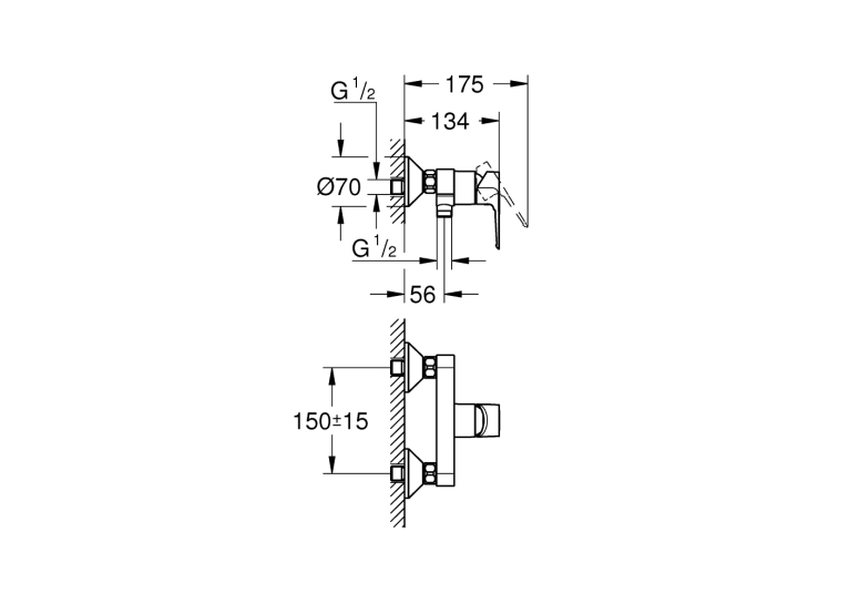 Однорычажный смеситель для душа Grohe BauLoop New (23634001)