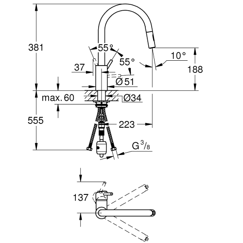 Однорычажный смеситель для мойки Grohe Concetto (31483002)