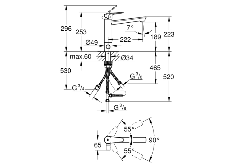 Однорычажный смеситель для мойки Grohe BauEdge (31696000)