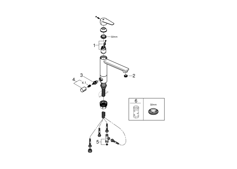 Однорычажный смеситель для мойки Grohe BauEdge (31696000)