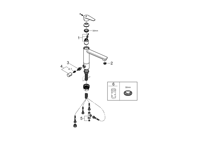 Одноважільний змішувач для мийки Grohe BauEdge (31696000)