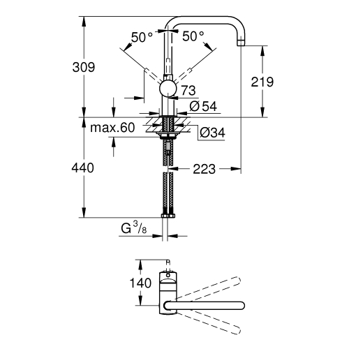 Однорычажный смеситель для мойки Grohe Minta (32488DL0)