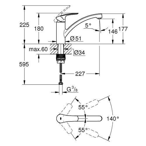 Однорычажный смеситель для мойки Grohe Eurosmart (33281DC3)