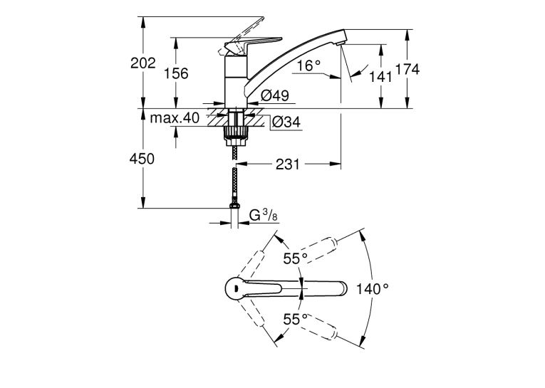 Однорычажный смеситель для мойки Grohe StartEco (31685000)