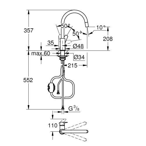 Однорычажный смеситель для кухни Grohe BauEdge New (30536000)