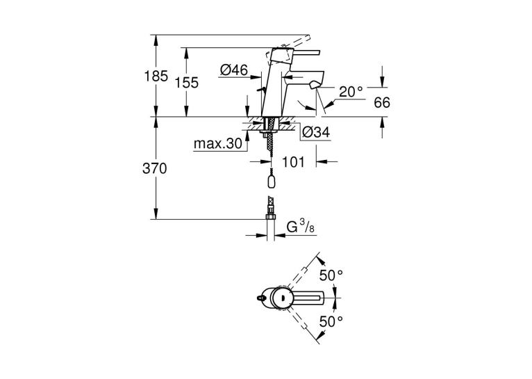 Однорычажный смеситель для раковины Grohe Concetto S-Size (3220610E)