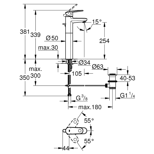 Однорычажный смеситель для раковины Grohe Plus XL-Size (32618002)