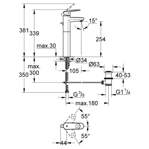 Однорычажный смеситель для раковины Grohe Plus XL-Size (32618002)
