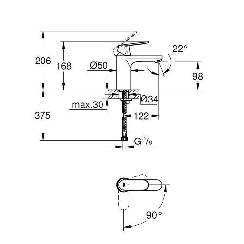 Одноважільний змішувач для раковини Grohe Eurosmart Cosmopolitan M-size (2339800E)