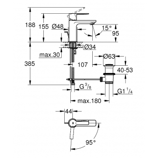 Одноважільний змішувач для раковини Grohe Lineare XS-Size (23790001)