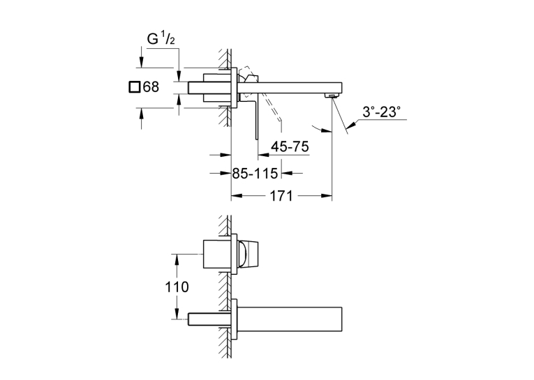 Змішувач для раковини Grohe Eurocube на 2 отвори S-Size (19895AL0) Графіт матовий