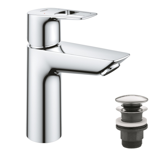 Однорычажный смеситель для раковины Grohe BauLoop New M-Size + нажимной донный клапан (23886001)