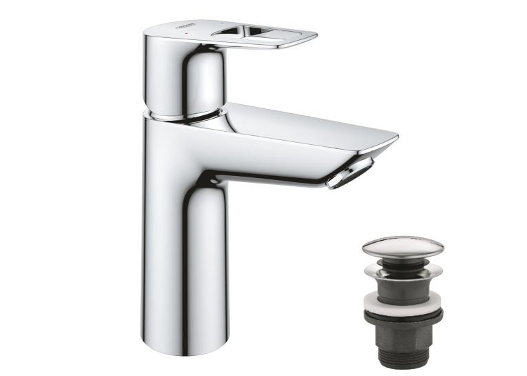 Однорычажный смеситель для раковины Grohe BauLoop New M-Size + нажимной донный клапан (23886001)