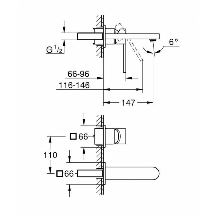 Змішувач для раковини Grohe Plus на 2 отвори, M-Size (29303DC3)