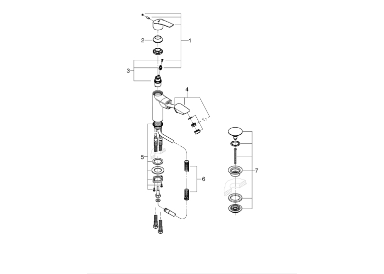 Однорычажный смеситель с выдвижным изливом для раковины Grohe Eurosmart New (23976003)