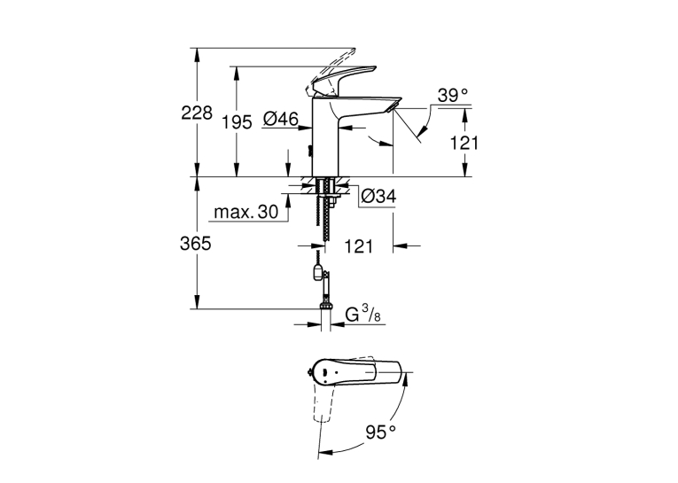 Одноважільний змішувач для раковини Grohe Eurosmart New M-Size (2339430E)