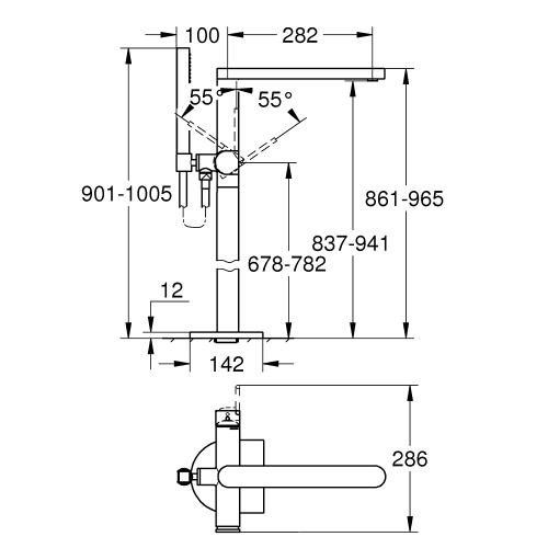 Однорычажный смеситель для ванны, напольного монтажа Grohe Plus (23846003)