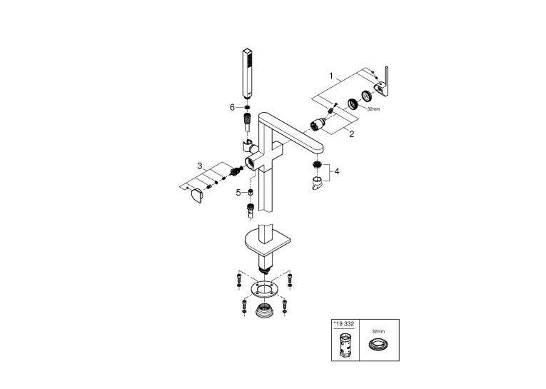 Одноважільний змішувач для ванни, напольного монтажу Grohe Plus (23846003)