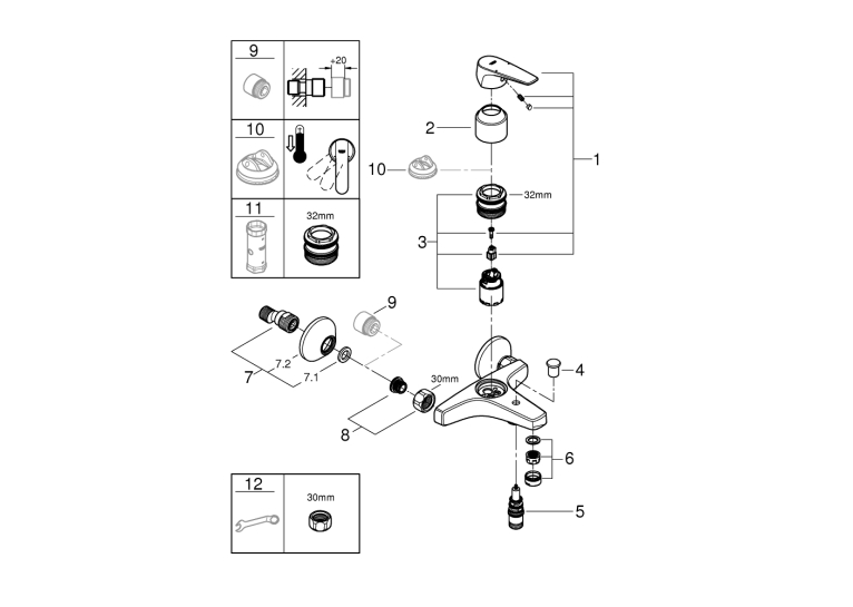 Одноважільний змішувач для ванни Grohe BauFlow (23601000)