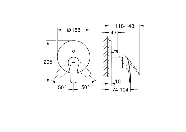 Одноважільний змішувач Grohe Eurosmart New на 2 виходи (24043003)