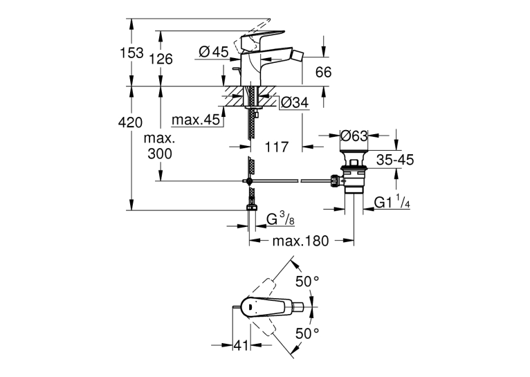 Одноважільний змішувач для біде Grohe BauEdge New (23331001)