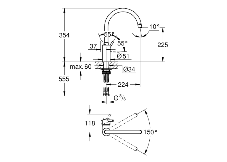 Одноважільний змішувач для мийки Grohe Concetto (32661DC3)