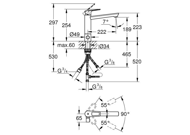 Однорычажный смеситель для мойки Grohe BauLoop (31713000)