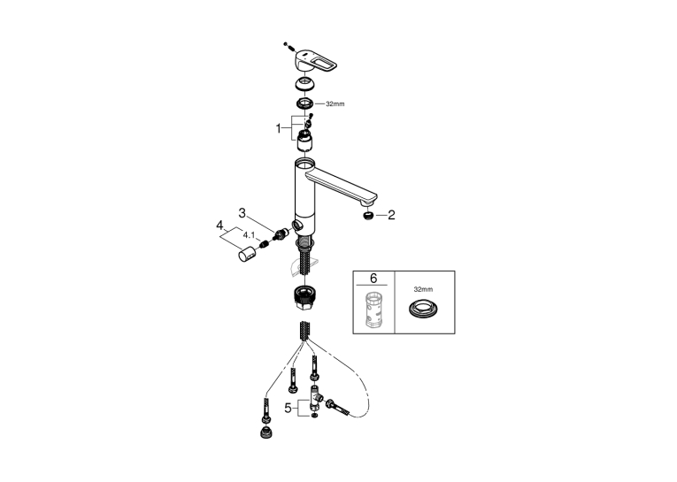 Однорычажный смеситель для мойки Grohe BauLoop (31713000)