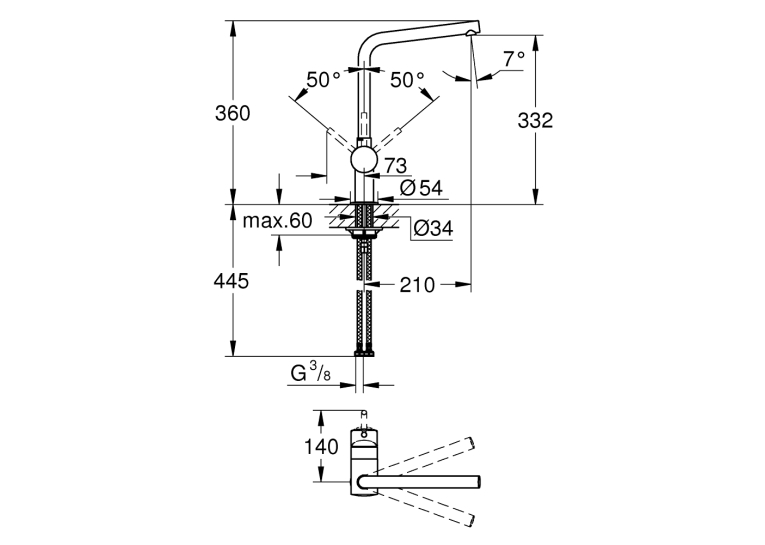 Одноважільний змішувач для мийки Grohe Minta (31375AL0)