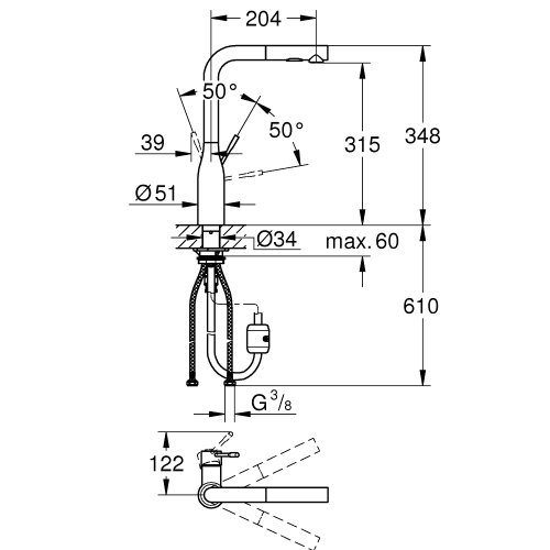 Однорычажный смеситель для мойки Grohe Essence (30270GN0)