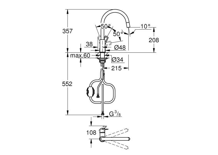 Одноважільний змішувач для кухні Grohe BauLoop New (30543000)