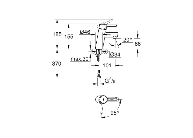 Змішувач одноважільний для раковини Grohe Concetto S-Size (2338510E)