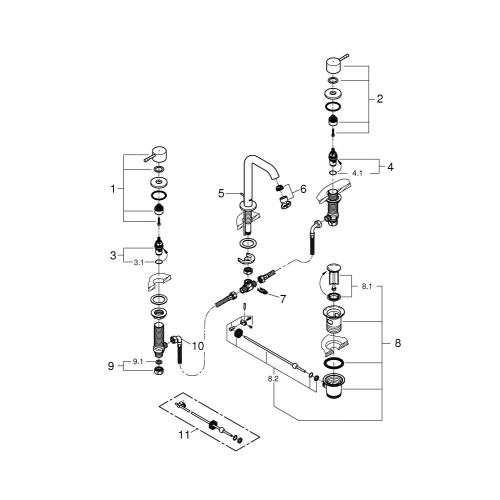 Смеситель для раковины Grohe Essence на 3 отверстия M-Size (20296001)