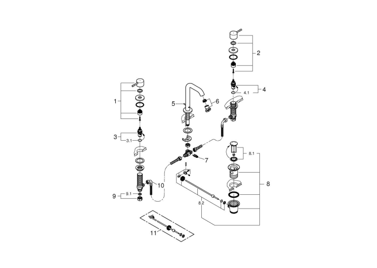Смеситель для раковины Grohe Essence на 3 отверстия M-Size (20296001)