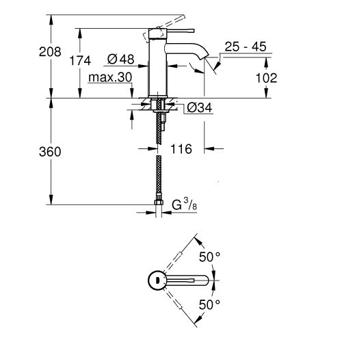 Однорычажный смеситель для раковины Grohe Essence S-Size (23590GN1)
