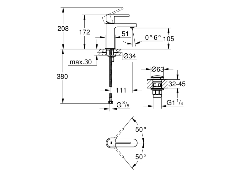 Одноважільний змішувач для раковини Grohe Plus S-Size (33163003)