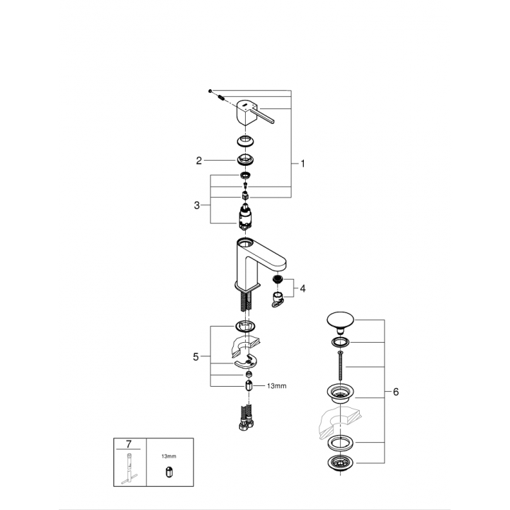 Одноважільний змішувач для раковини Grohe Plus S-Size (33163003)