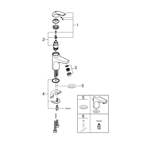 Одноважільний змішувач для раковини Grohe BauCurve S-Size (32848000)