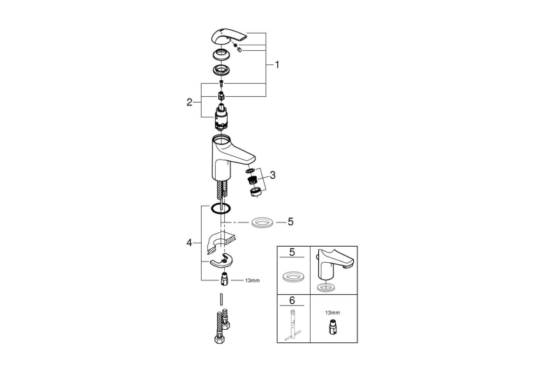 Одноважільний змішувач для раковини Grohe BauCurve S-Size (32848000)