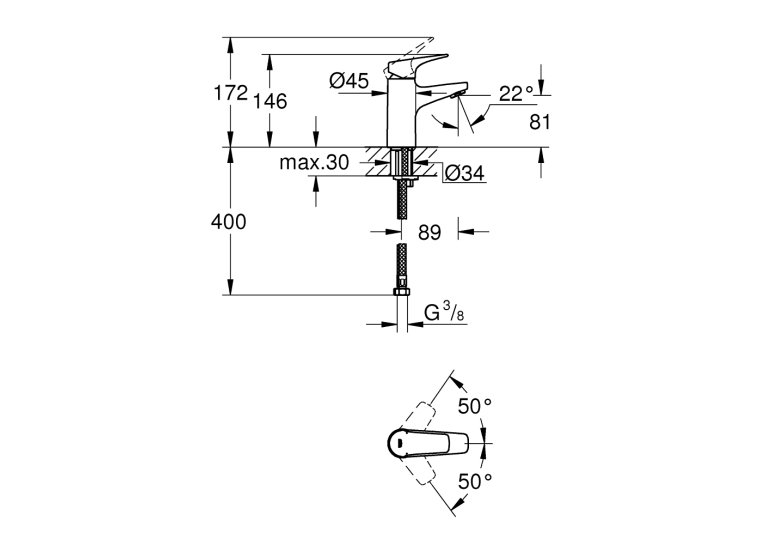 Одноважільний змішувач для раковини Grohe BauFlow S-Size (23752000)