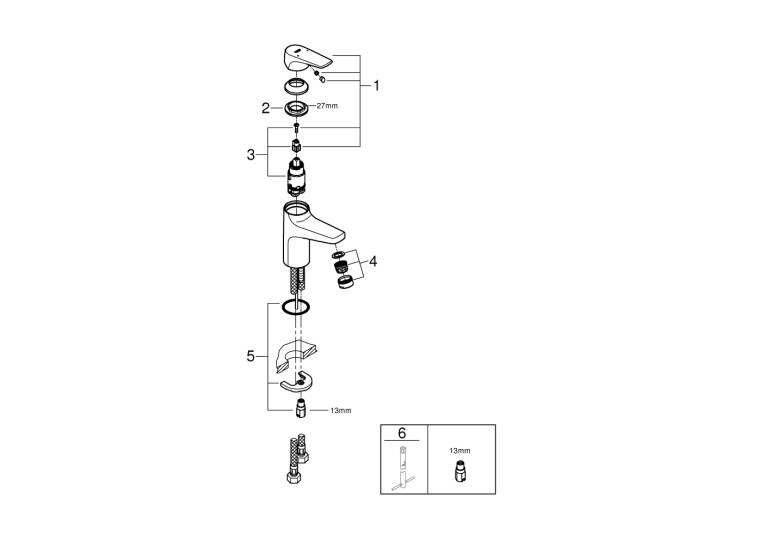 Однорычажный смеситель для раковины Grohe BauFlow S-Size (23752000)