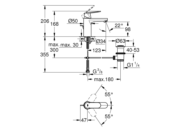 Однорычажный смеситель для раковины Grohe Eurosmart Cosmopolitan M-Size (23325KW0)