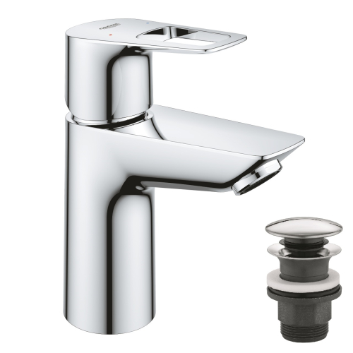 Однорычажный смеситель для раковины Grohe BauLoop New S-Size + нажимной донный клапан (23878001)