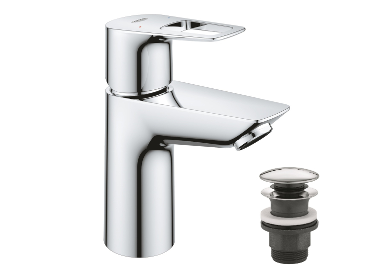 Однорычажный смеситель для раковины Grohe BauLoop New S-Size + нажимной донный клапан (23878001)