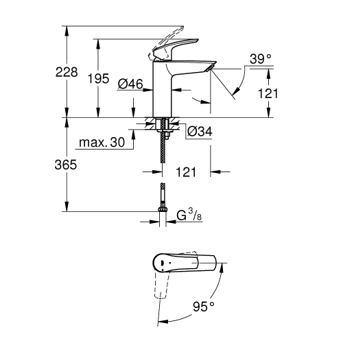 Одноважільний змішувач для раковини Grohe Eurosmart New M-Size (2339530E)