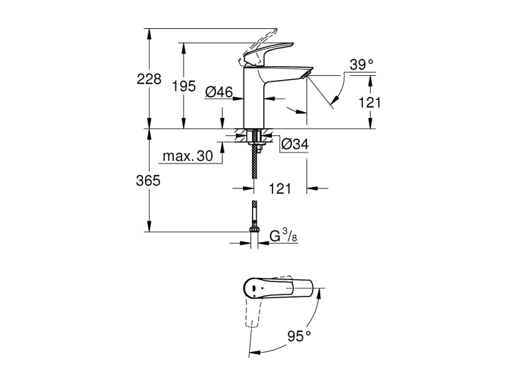 Одноважільний змішувач для раковини Grohe Eurosmart New M-Size (2339530E)