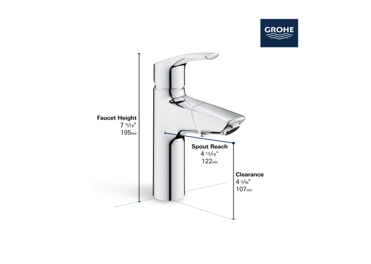 Однорычажный смеситель с выдвижным изливом для раковины Grohe Eurosmart New (23991003)