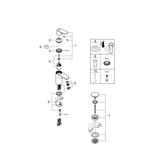 Одноважільний змішувач для раковини Grohe QuickFix Get S-Size (23586LS0)