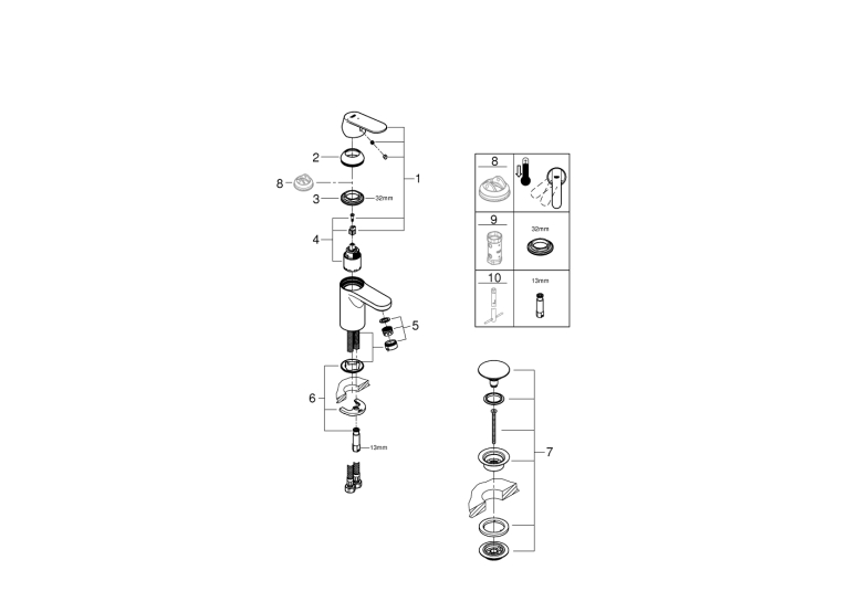 Одноважільний змішувач для раковини Grohe QuickFix Get S-Size (23586LS0)