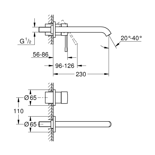 Смеситель для раковины Grohe Essence на 2 отверстия L-Size (29193DC1) Сталь